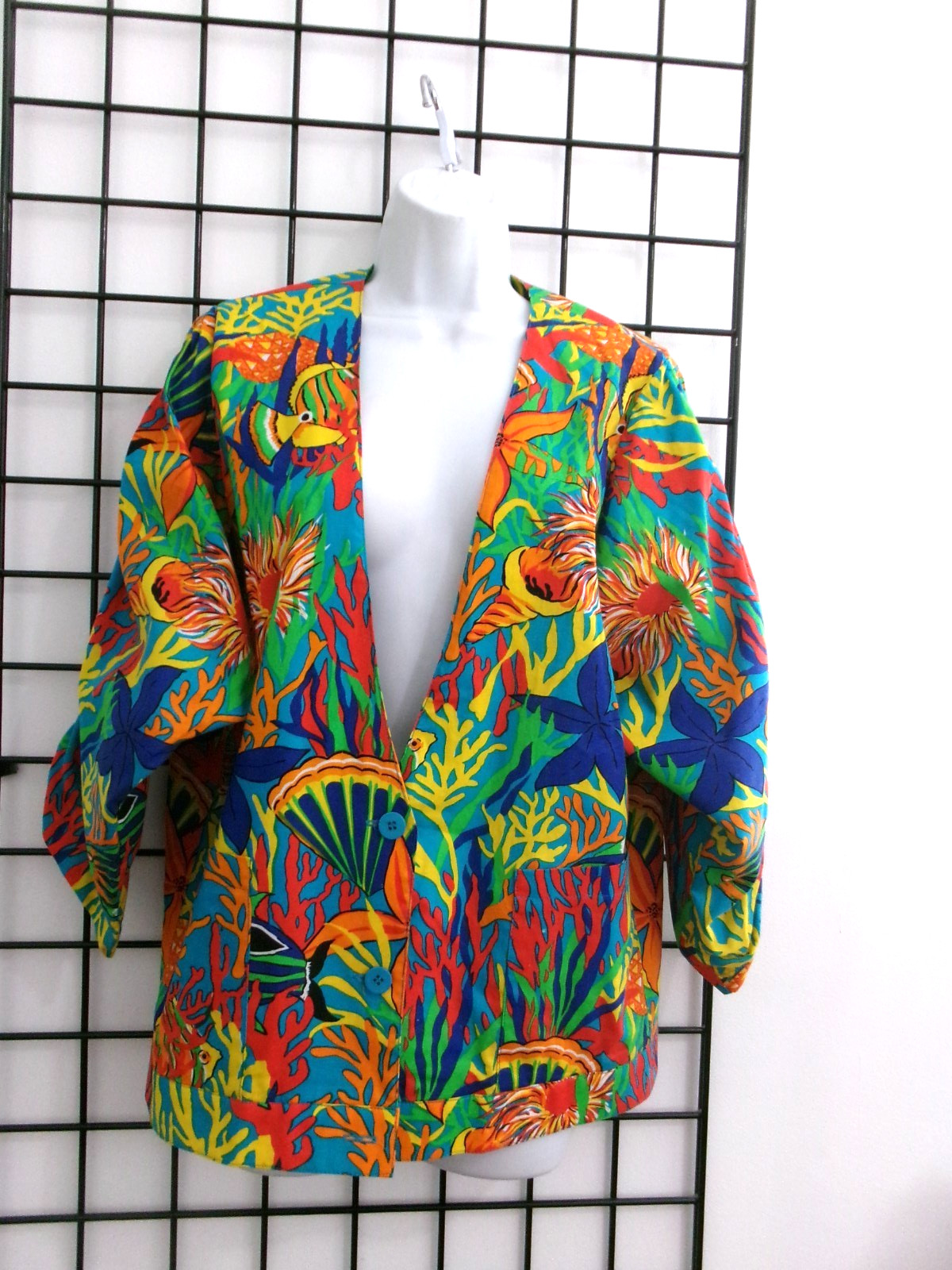 VINTAGE THAT’S ME ! / USA 🌸 SIZE 9/10==BOLD TROPICAL PRINT / JACKET / TOPPER
