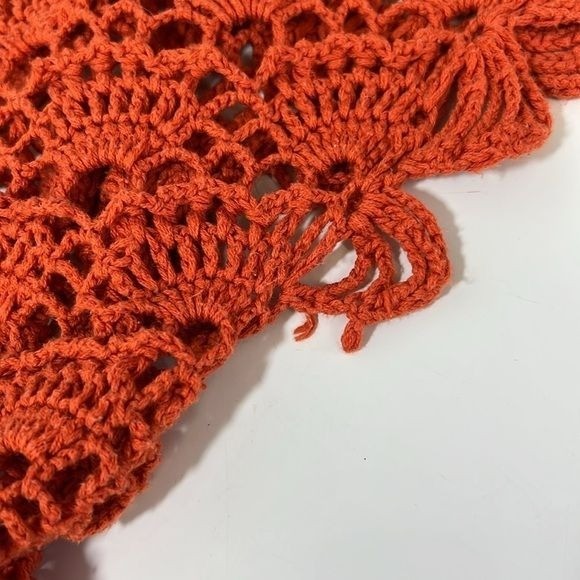 Intrigue Crochet Womens Top M Orange Cotton Acrylic Relaxed Boho Style
