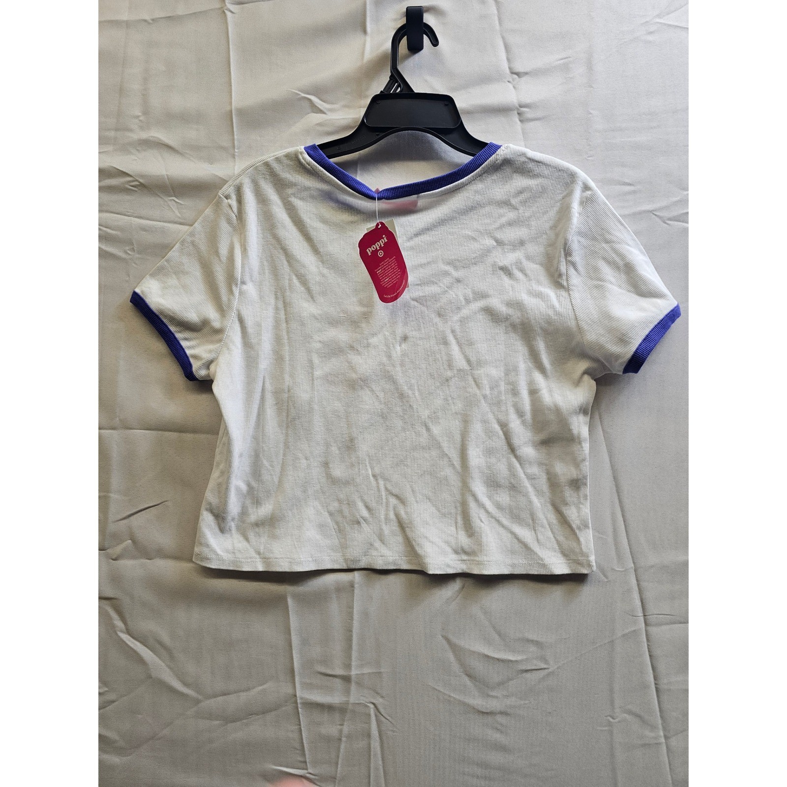 Poppi Somebody at Poppi Loves Me Ringer T-Shirt White Blue XXL T002731001