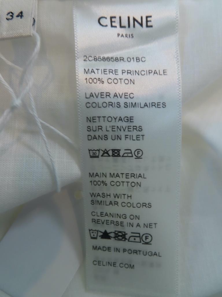 CELINE White Cotton/Triomphe Embroidery Shirt F 34/US 2