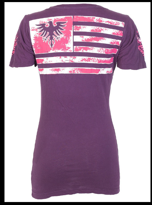 ARCHAIC by AFFLICTION Purple KILLER REBEL Sinful Womens Short Sleeve T-shirt NWT