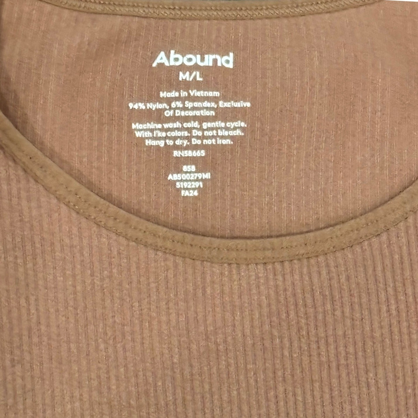 Abound Womens Ribbed Seamless Short Sleeve Top Brown Crew Neck AB500279MI M/L
