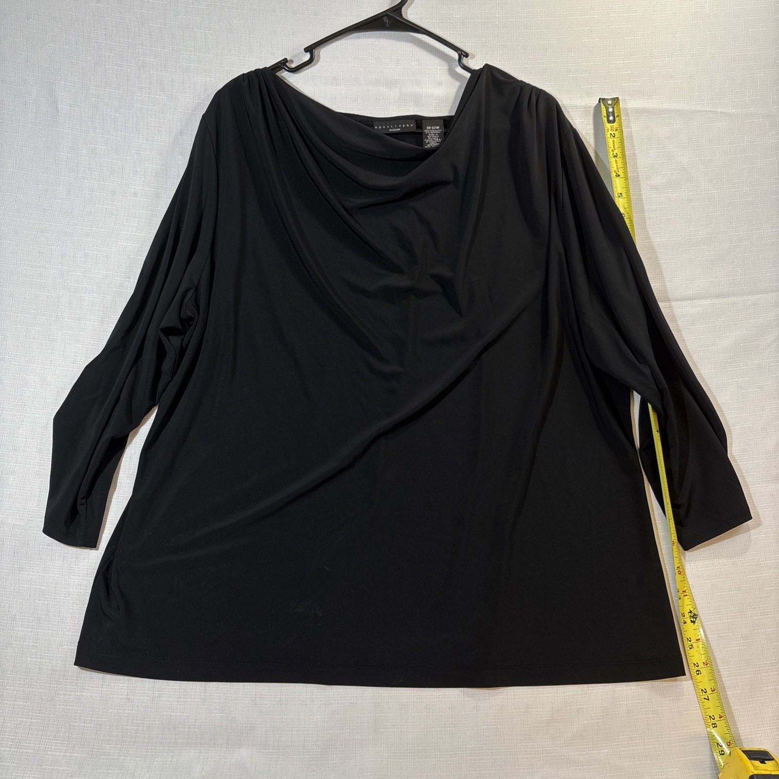 Women’s Plus Size 20W 22W Black Stretch Top by Apostrophe Woman
