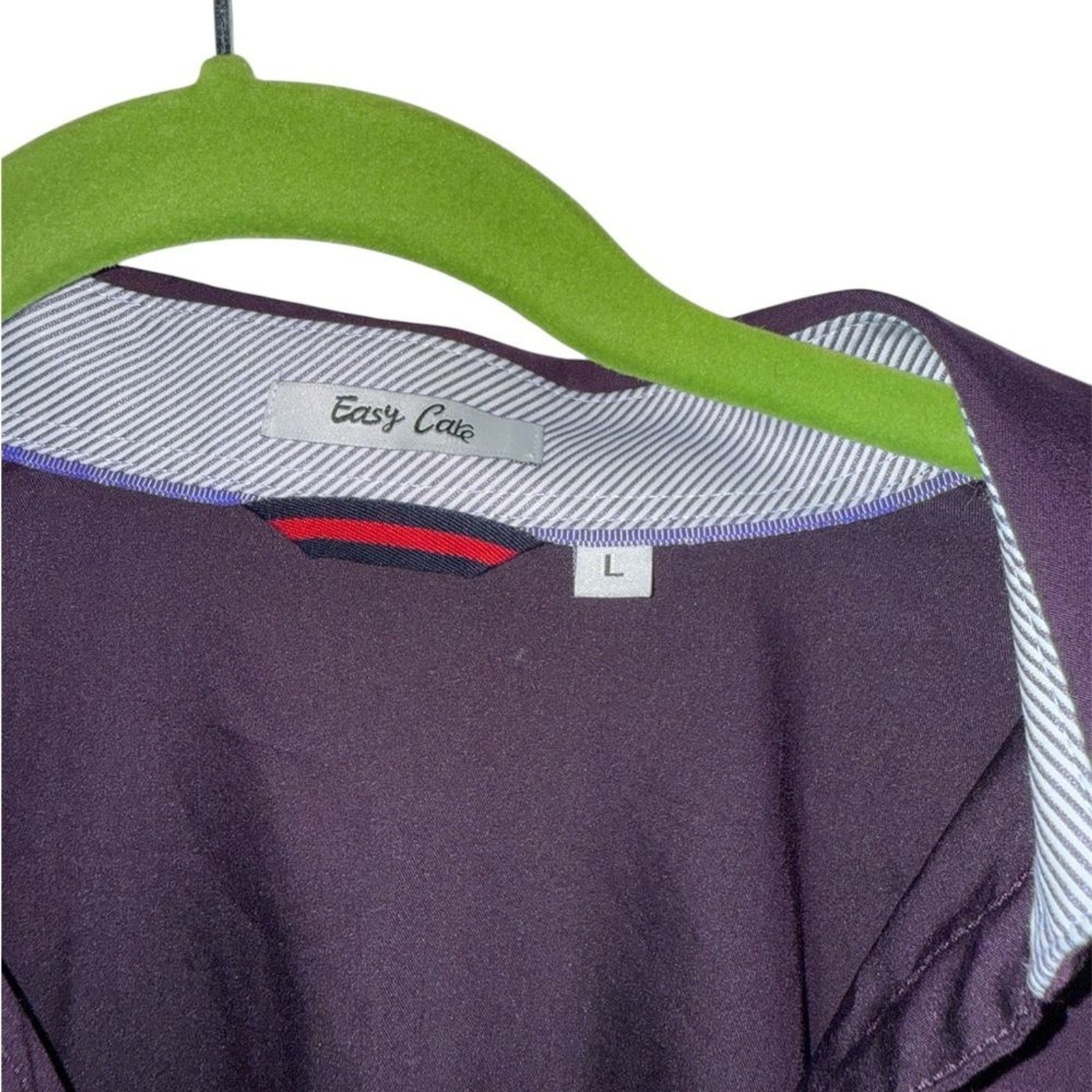 Easy Care Bamboo Blend Button Down Blouse L Plum Purple Stretch Office Top