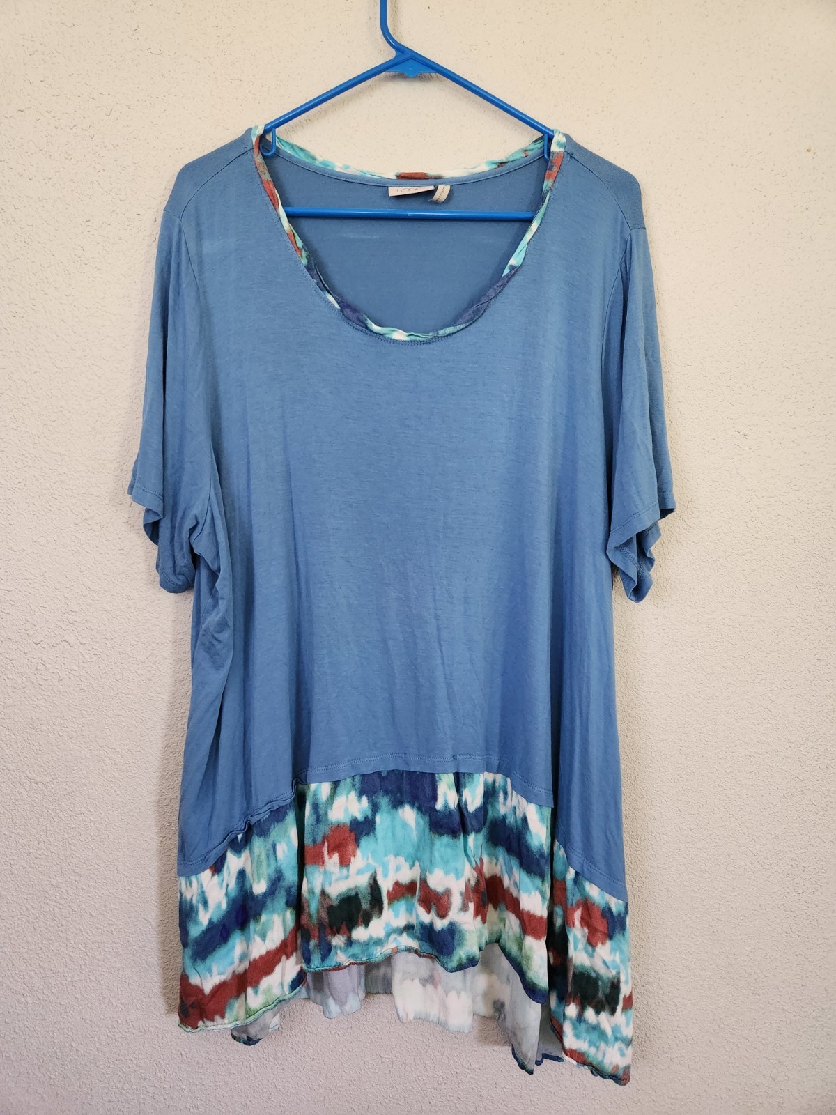 LOGO by Lori Goldstein Top Tunic Shirt Tie Dye Hem Scoop Neck Size Womens 3XP