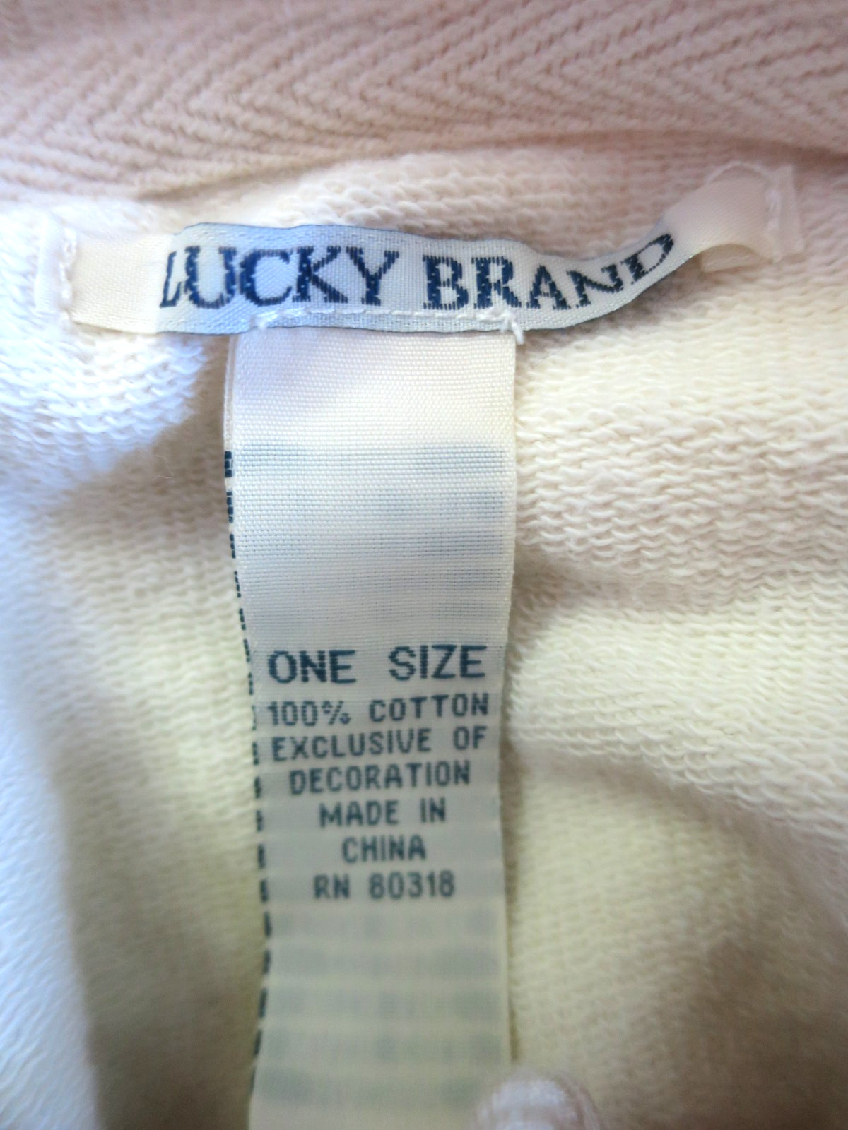 Lucky Hooded Poncho Cream Medium Weight Cotton Wood Beads Fringe Ties One Size