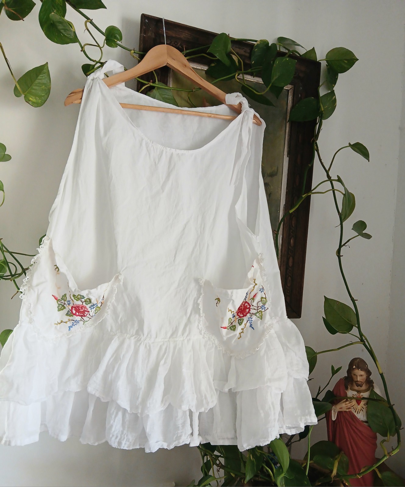 Rose & Magnolia Ruffled Vintage Pearl Cotton Cottagecore Handmade Prairie Top
