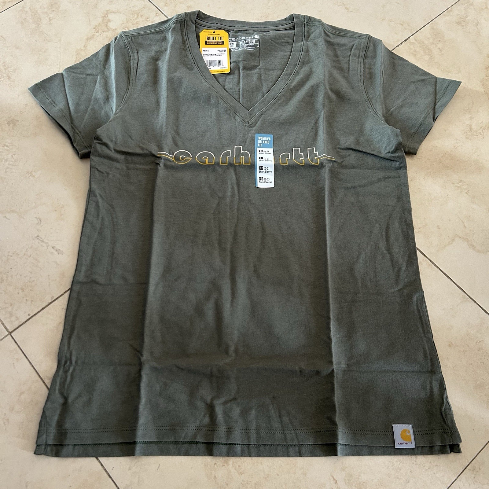 Carhartt Relaxed Fit Lightweight SS Graphic V-neck T-Shirt Women’s Size XS