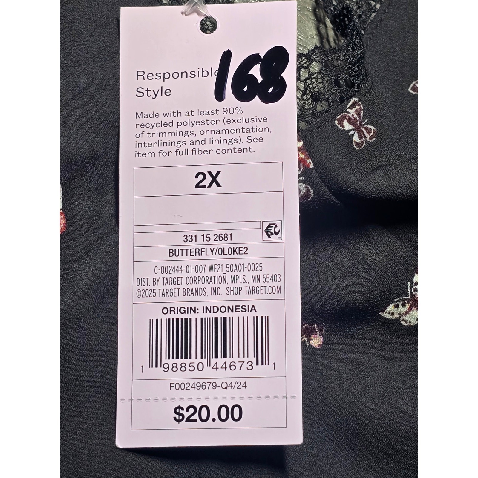 Auden Butterfly Print Off Shoulder Tie Front Crop Top Black