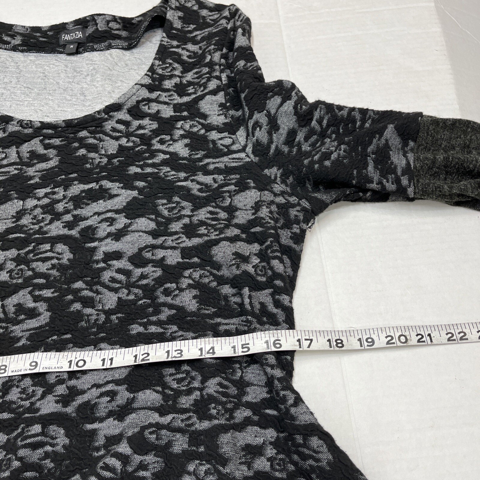 Fantazia Tunic Shirt Mini Dress Womens M Black Floral Layered Mesh Asymmetrical