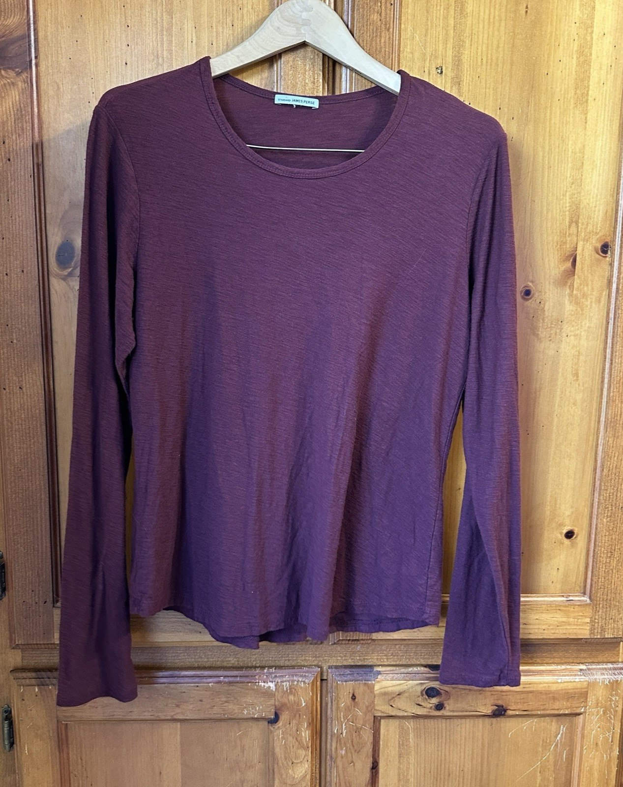 Standard James Perse Crew Neck Red Long Sleeve Tee T-Shirt Top Women’s 3 L Large