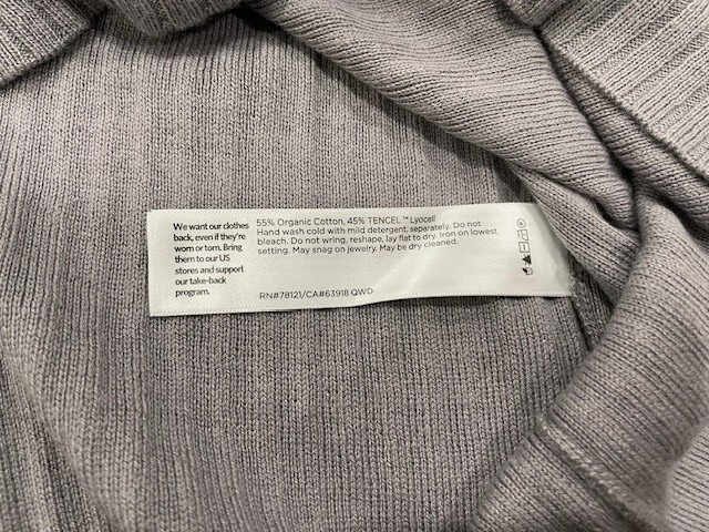 NWT! $198 Eileen Fisher Sz XL Long Slv Medium Weight Top Sweater ‘Smoke’ Lt Gray