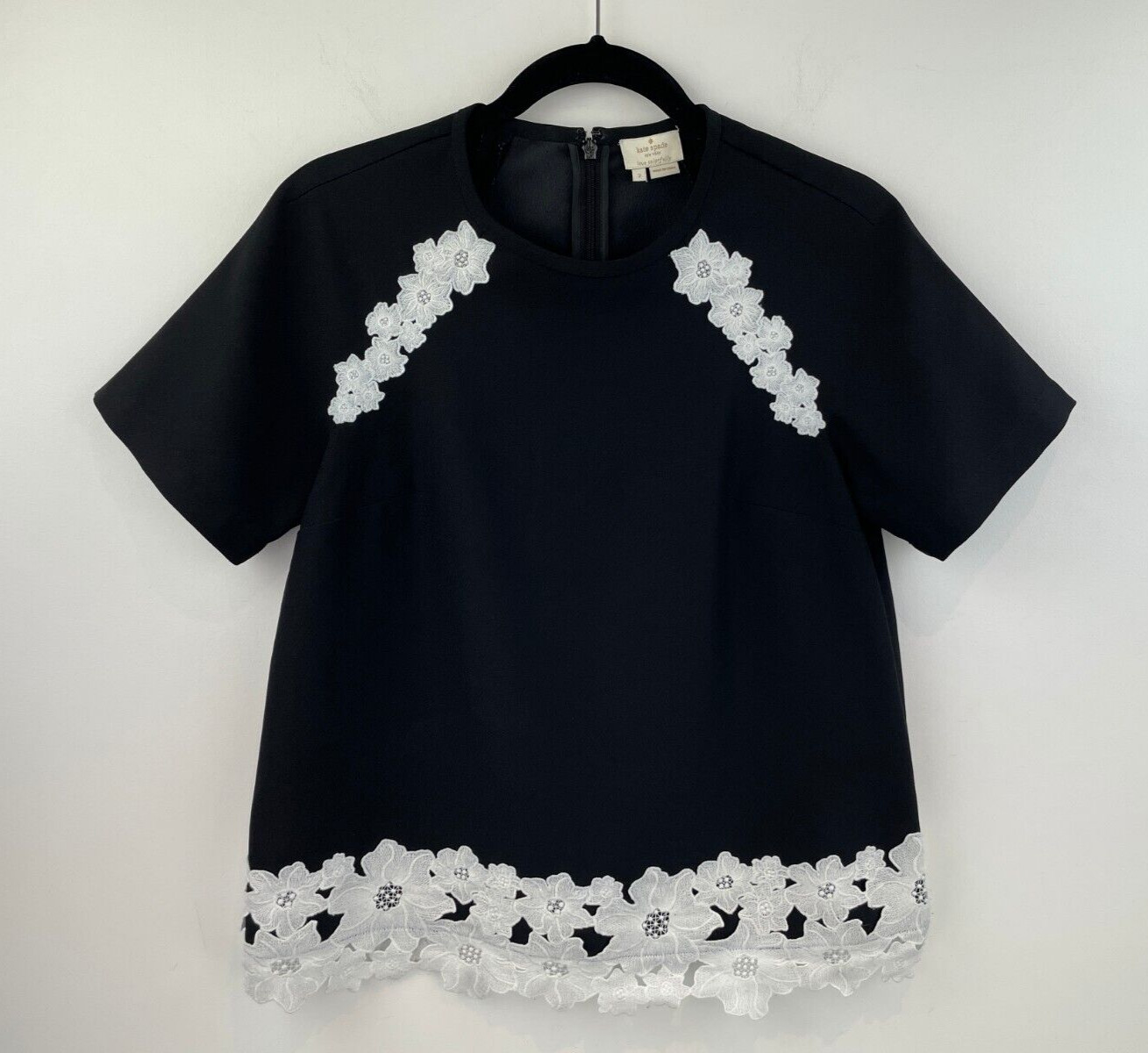 Kate Spade New York 2 Top Blouse Black Floral Lace Flights of Fancy A51-09