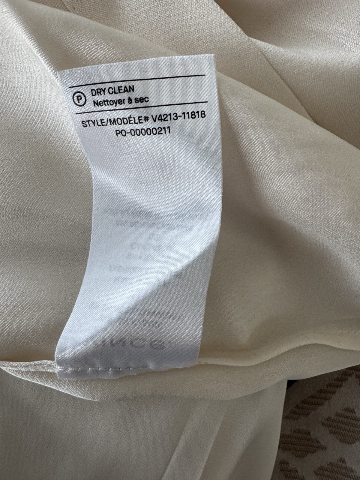 Vince Ivory Satin Silk Blend Long Sleeve Band Collar Button Blouse Size 10
