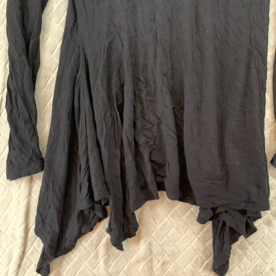 Linda Leal Womens M Tunic Top Black Long Sleeve Whimsy Goth Dark Fairy Slouchy
