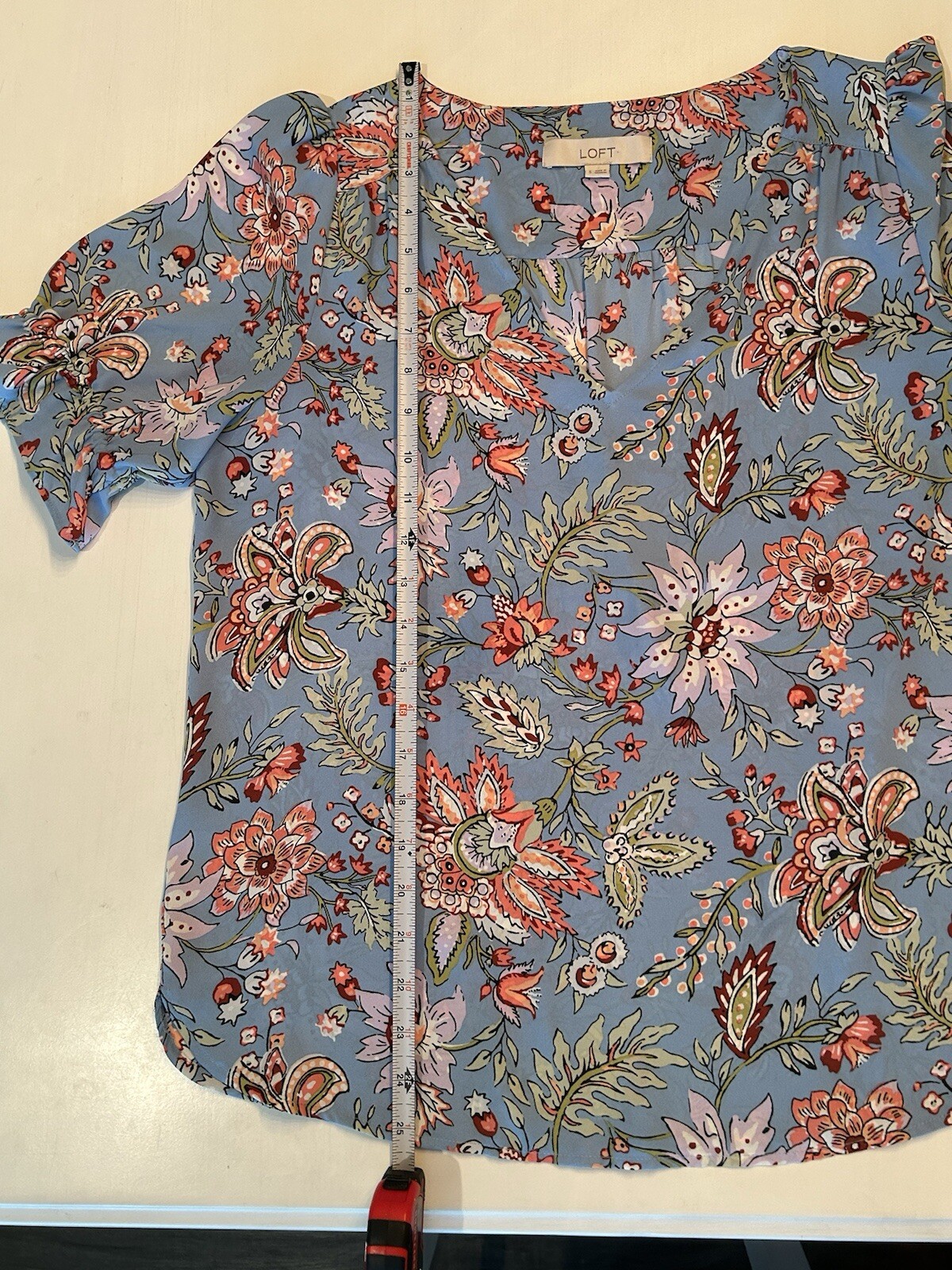 Light Blue Floral Blouse Smoke Free