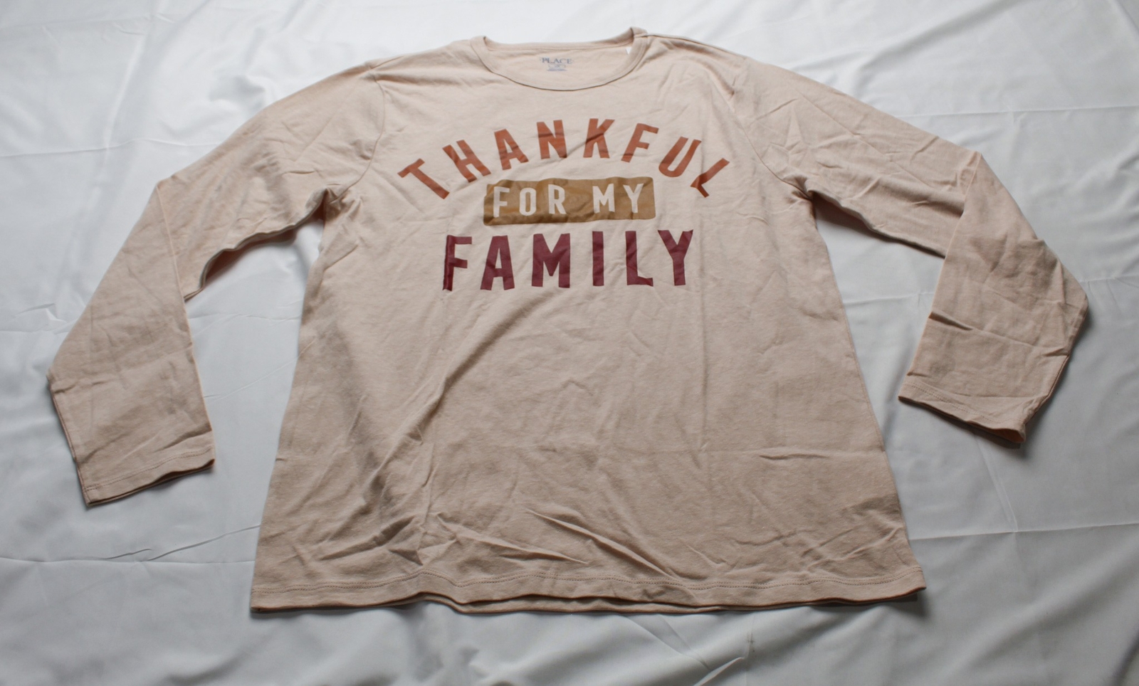 The Children’s Place Adult’s Matching Thankful Tee DM9 Cookie Dough Medium NWT
