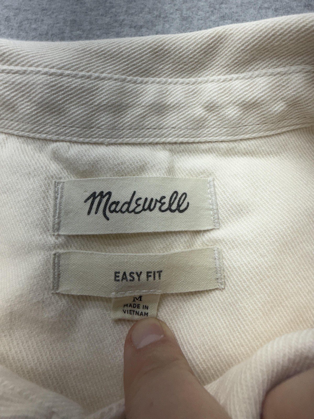 Madewell Shirt Womens Medium White Cotton Twill Easy Fit Button Up Long Sleeve