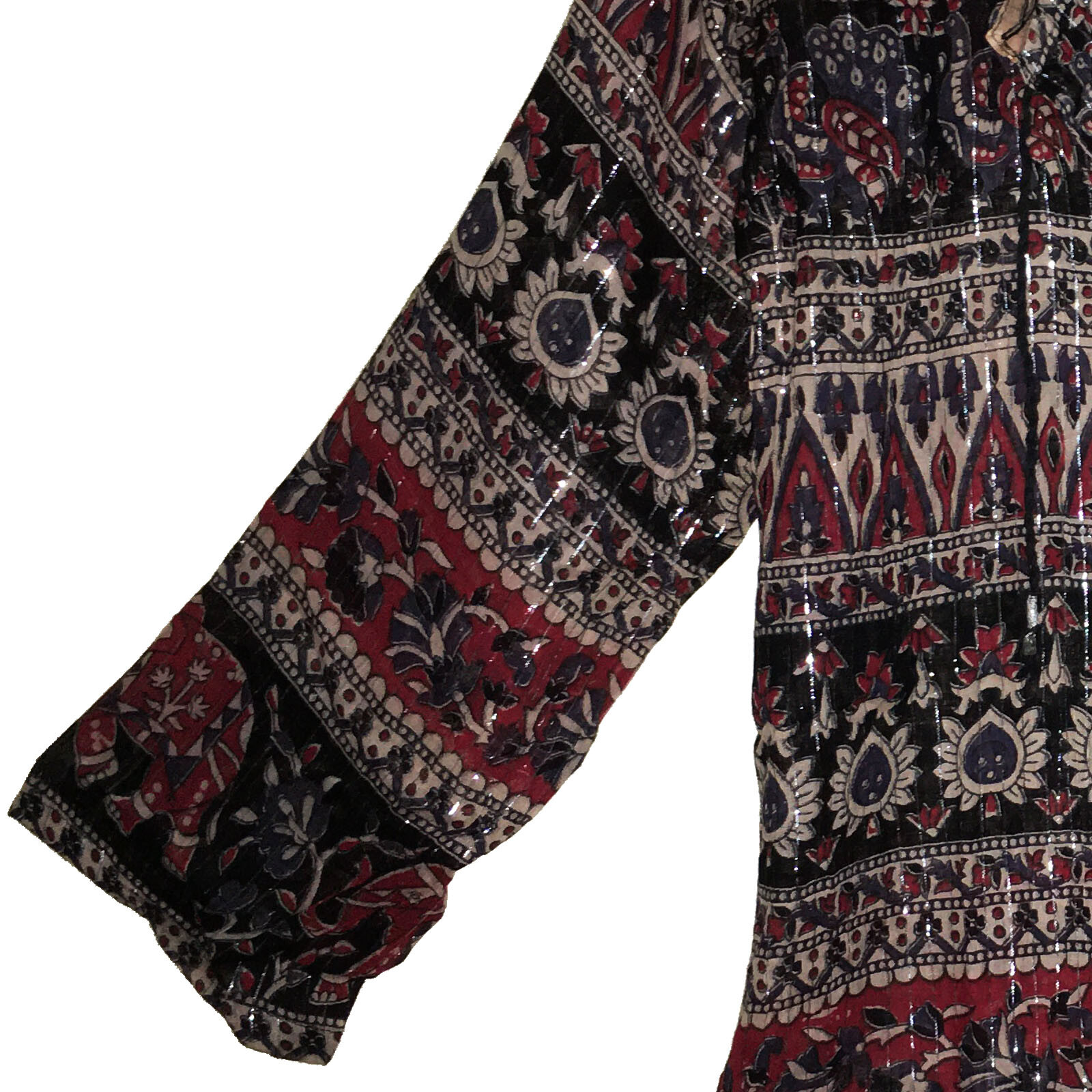Indian Ethnic Cotton Lurex Top Blouse For Women Summer Boho Hippie Gypsy Tunic