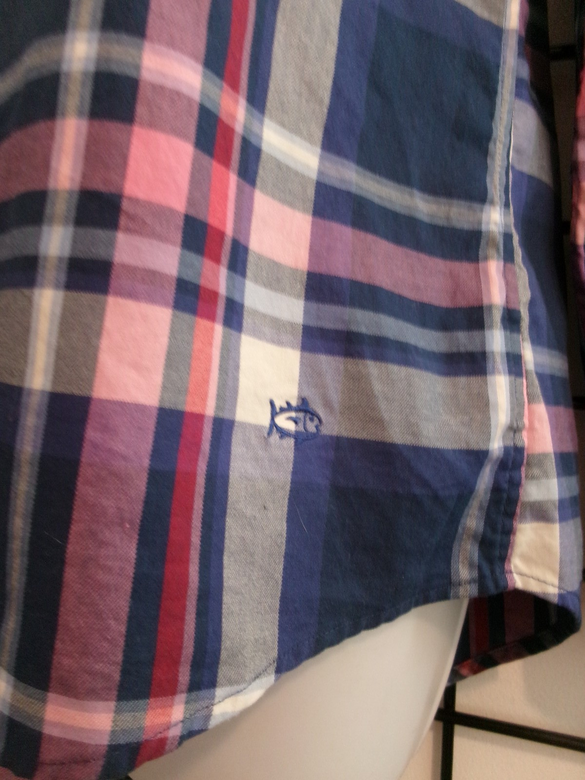 SOUTHERN TIDE 🌸 SIZE SMALL==DARK PINK, BLUE & WHITE PLAID / TUNIC / BLOUSE