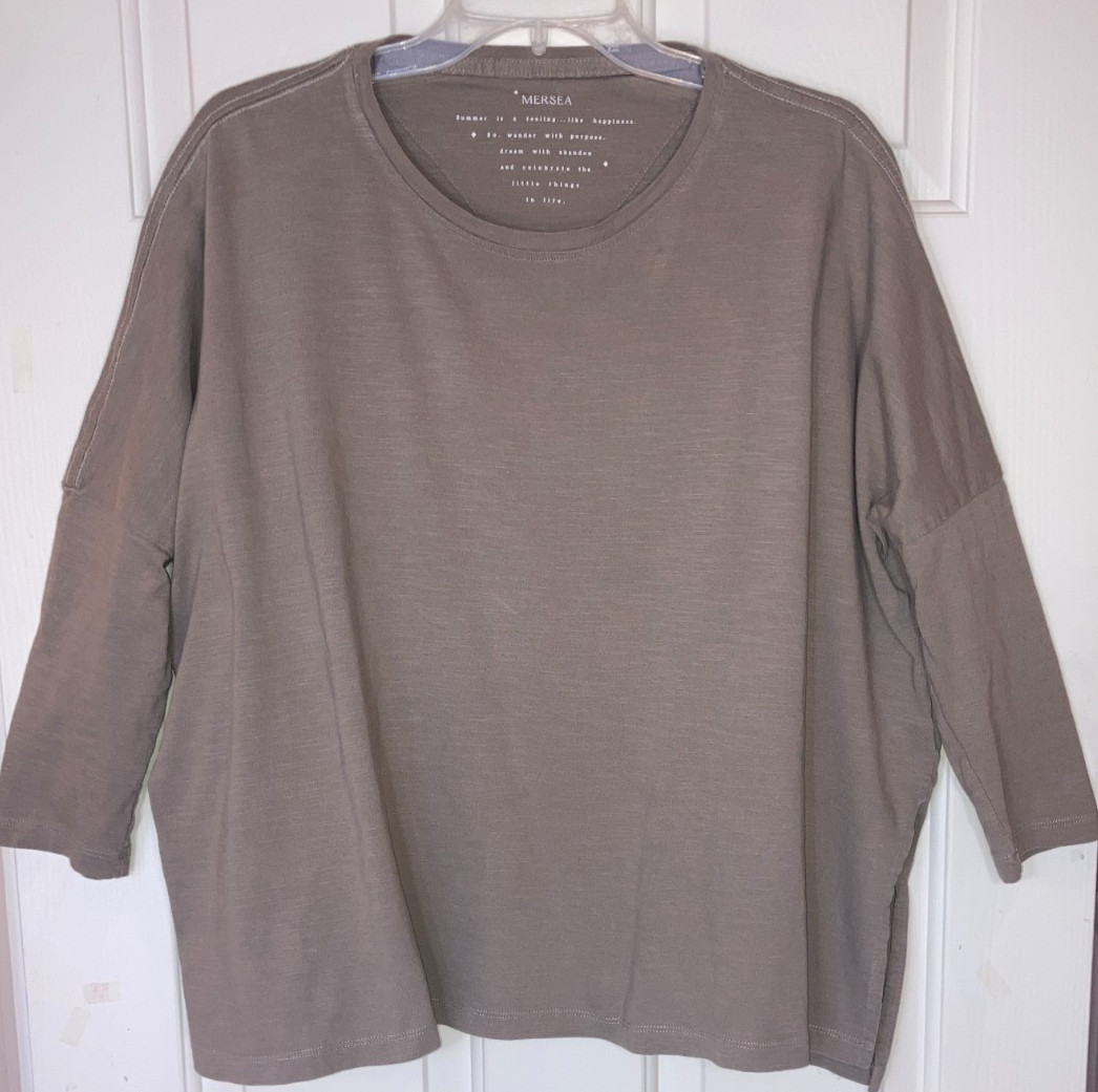 Mersea Catalina Slub Tee Brown Oversized Boxy Top One Size OS