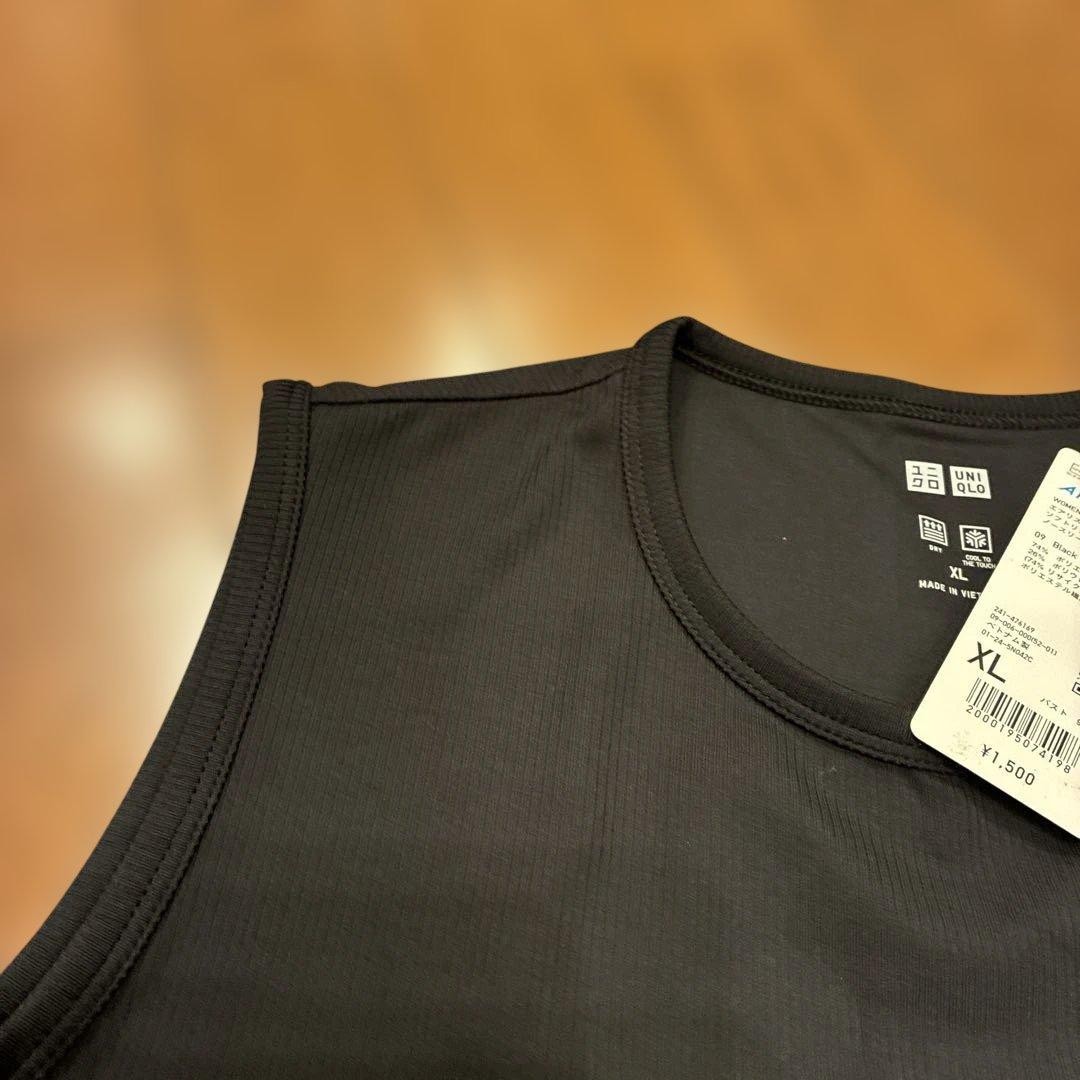 UNIQLO AIRism Soft Rib T Sleeveless Black XL