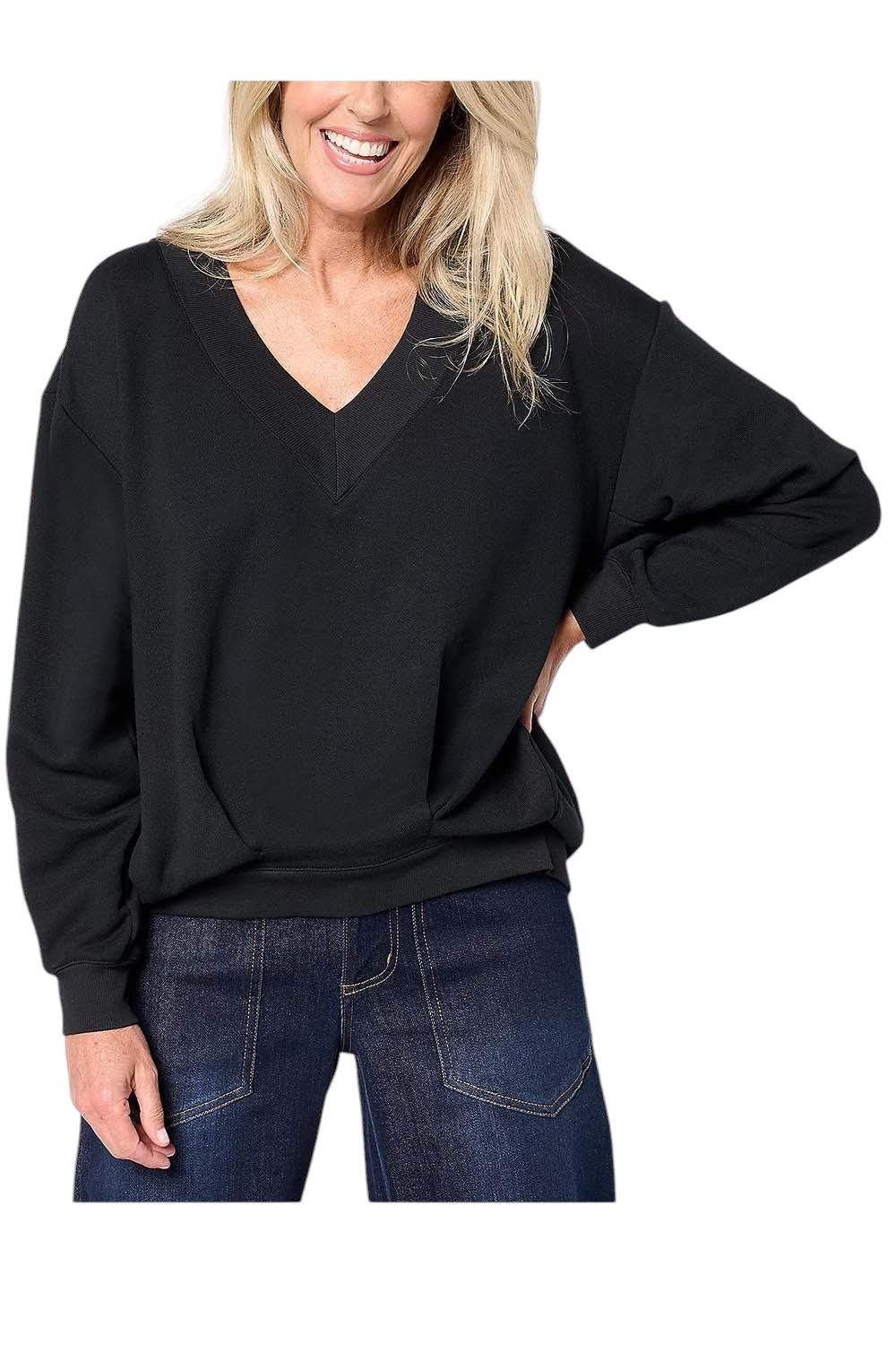 Carla Rockmore Collection Women’s Asymmetric French Sweatshirt Black