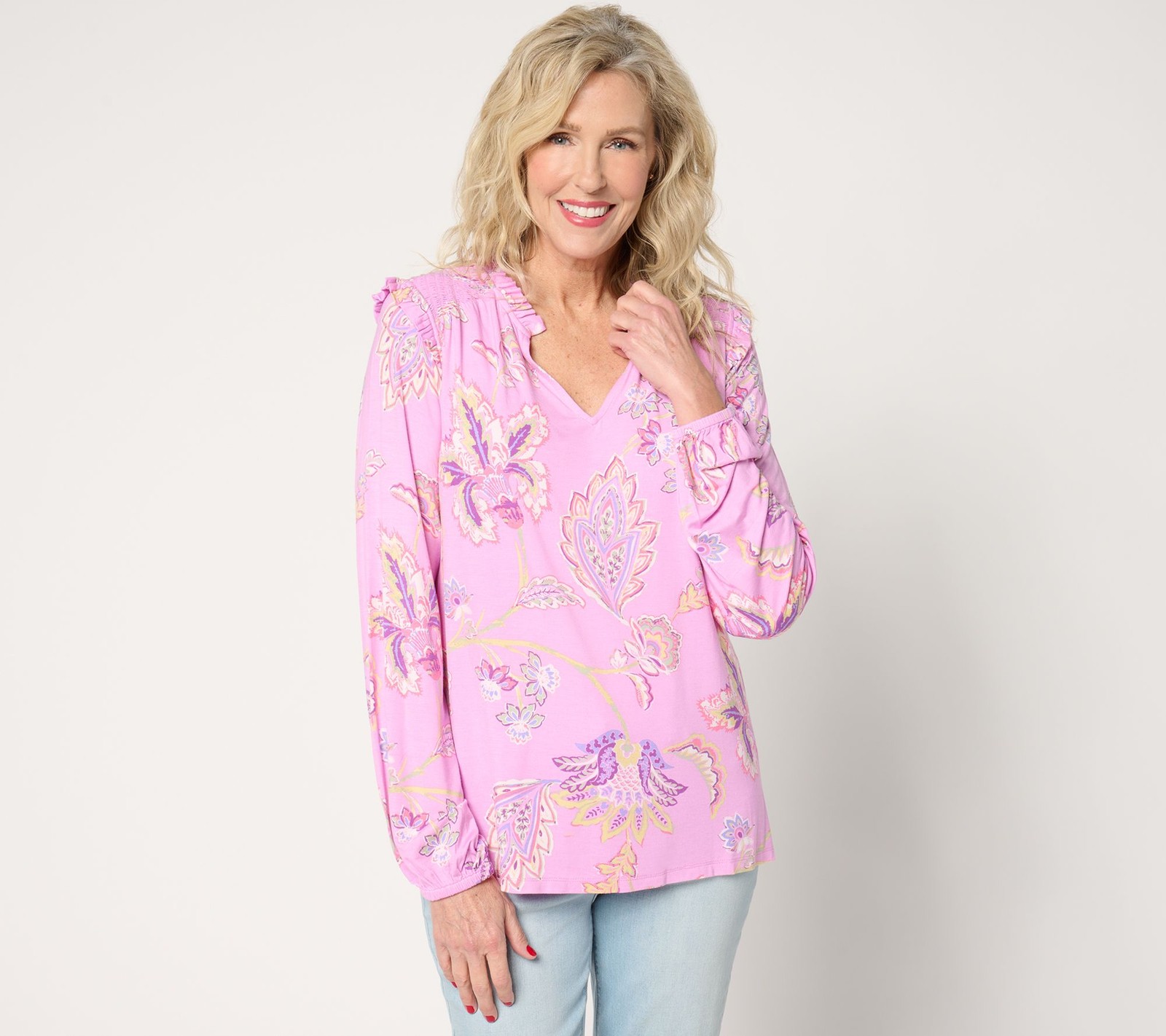 Belle by Kim Gravel Rayon Spandex Think Spring Knit Blouse Lilac Chiffon 2X New