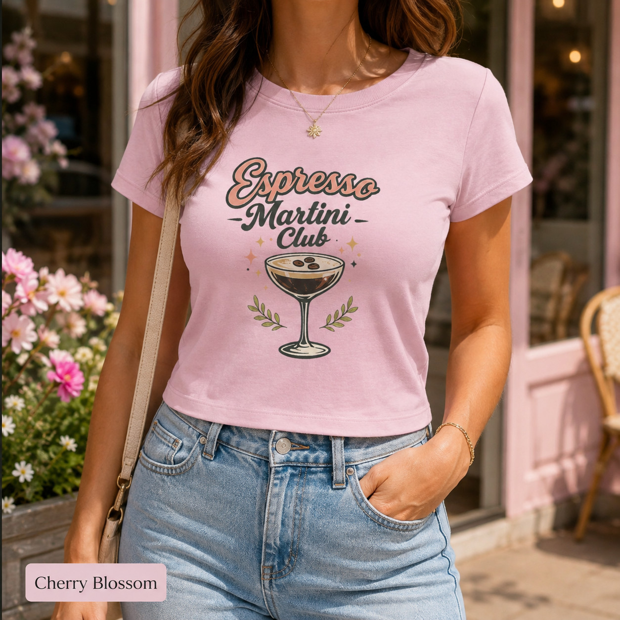 Espresso Martini Club Baby Tee, Womens Cropped Cocktail Shirt