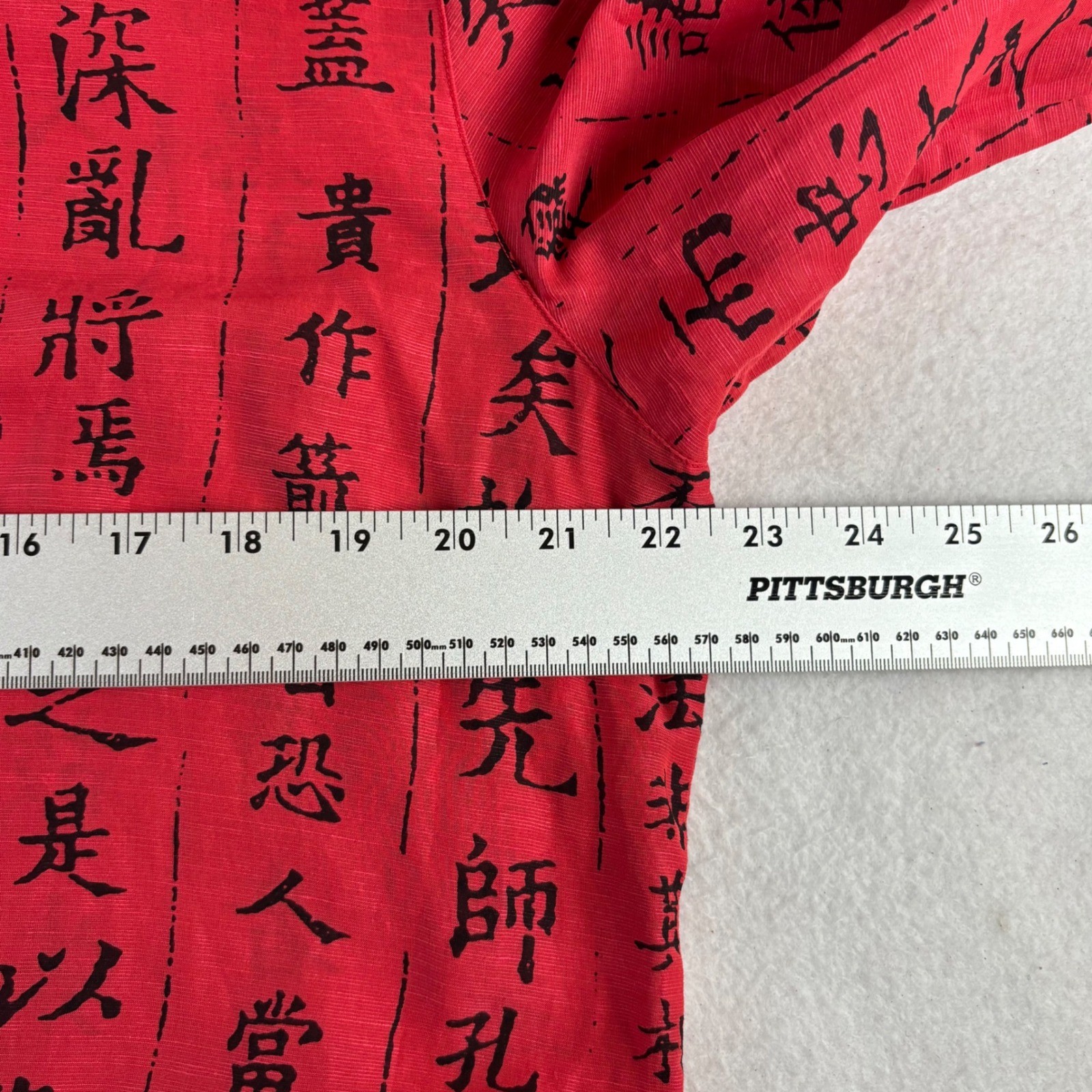 Additions by Chicos Red Silk Linen Calligraphy Script Blouse Size 2 Women’s
