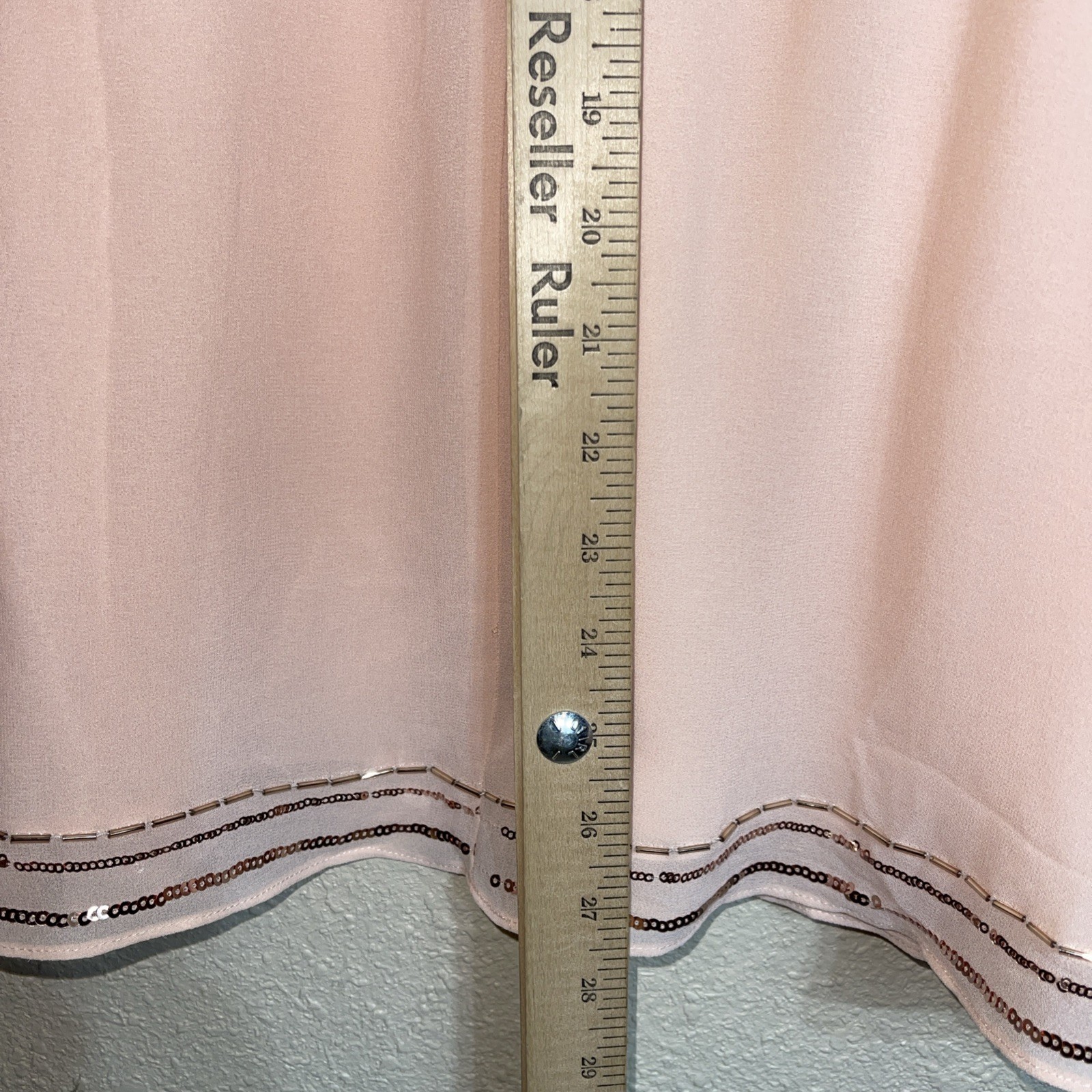 TORRID Sheer Top Womens 3X Peach Elastic Waist Sleeveless Embellished Lined