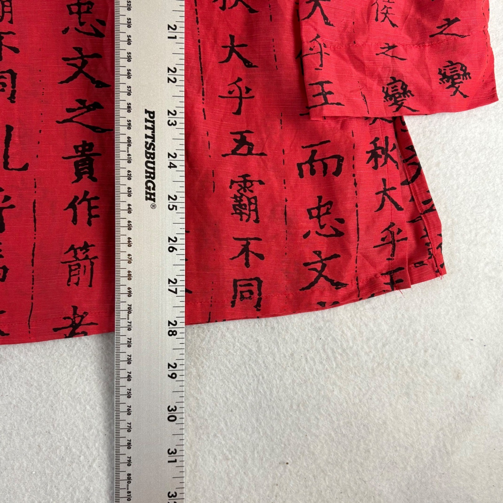 Additions by Chicos Red Silk Linen Calligraphy Script Blouse Size 2 Women’s