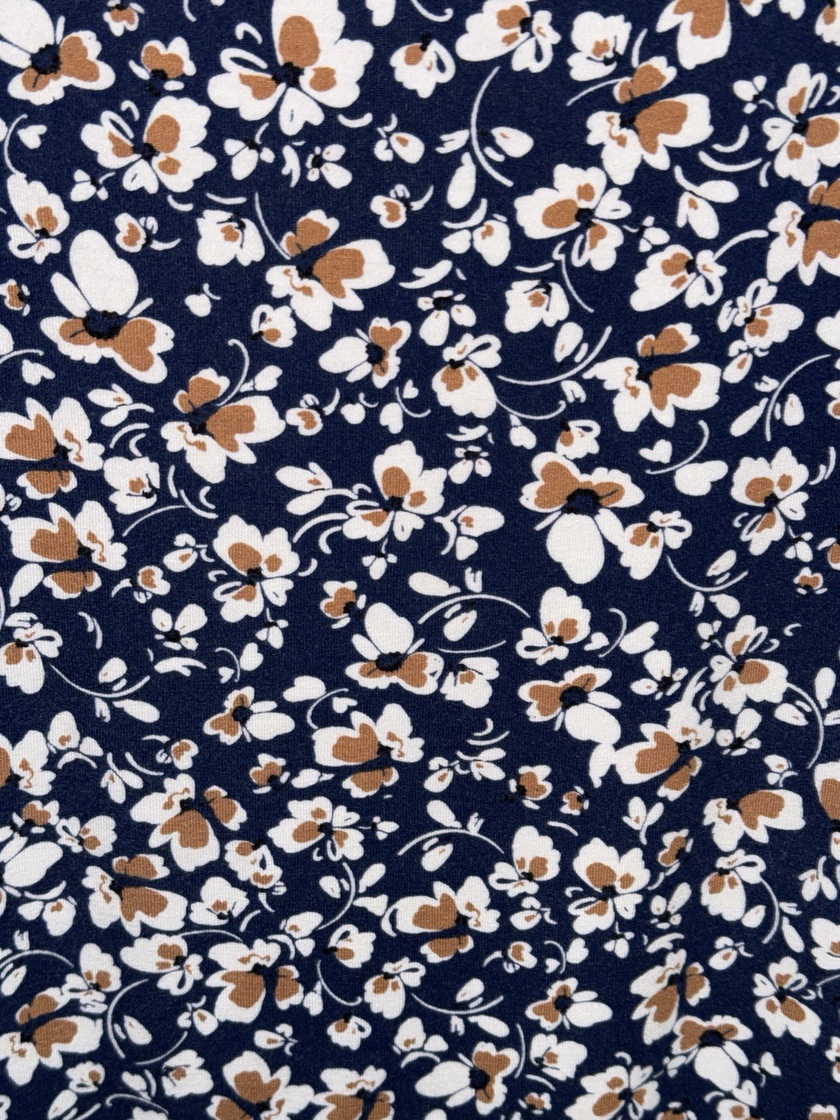 J Jill Wearever Medium Dark Blue Floral Blouse 3/4 Sleeve Shirt Cottagecore