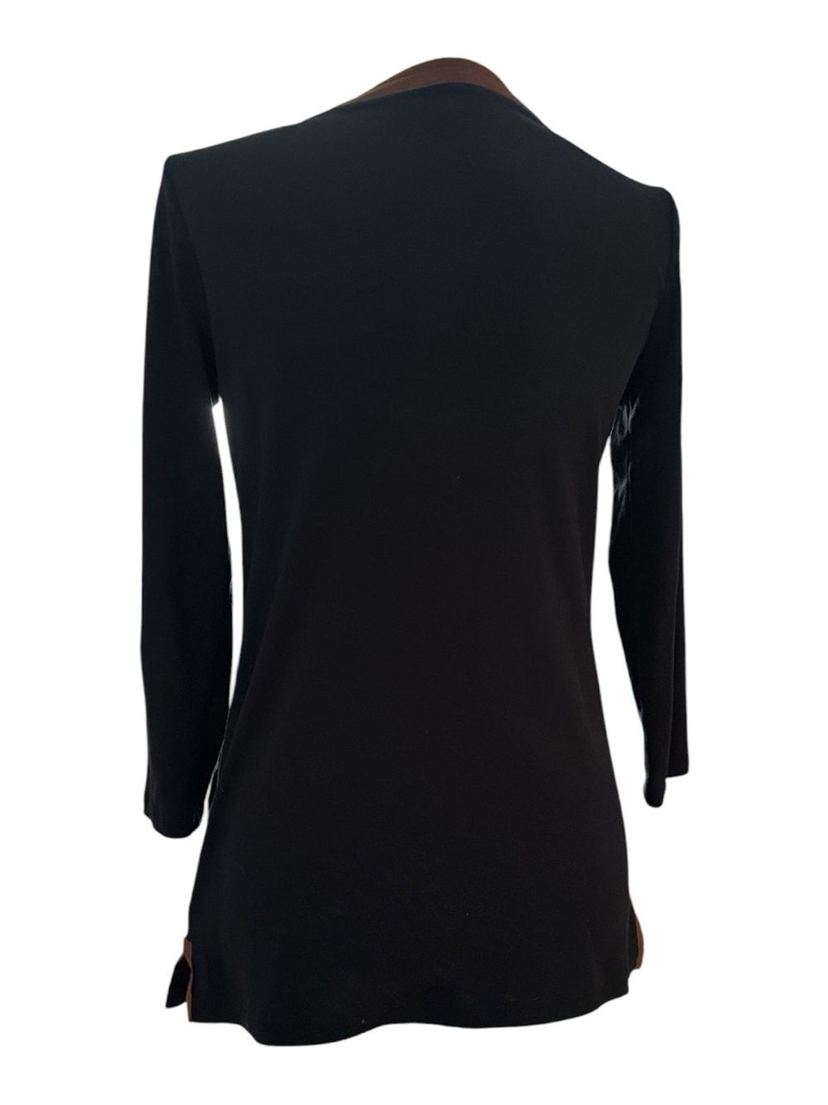 Ralph Lauren Black Brown Long Sleeve Pullover Equestrian Cotton Knit Tunic Top S