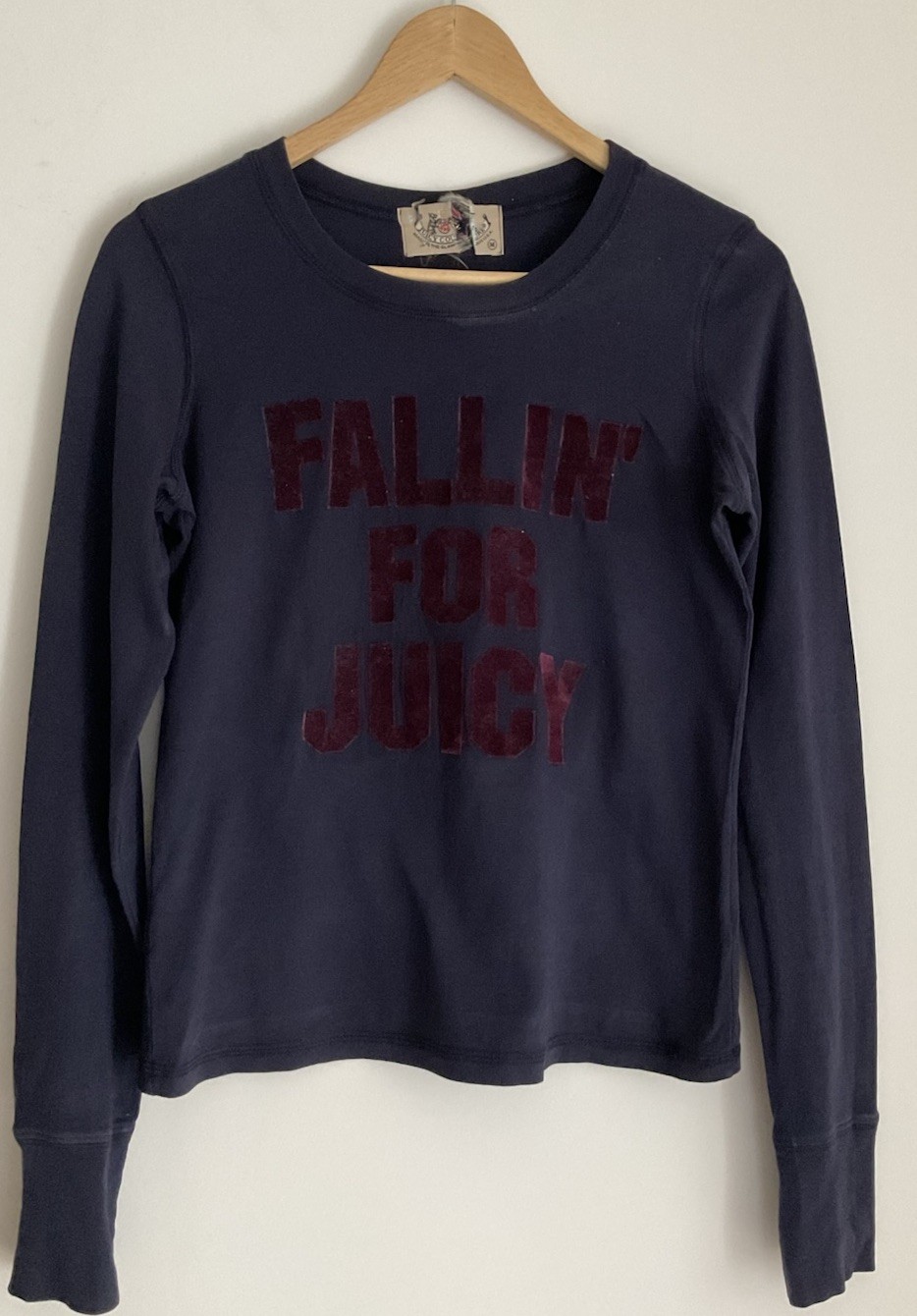 Vintage Y2K Fallin for Juicy Couture Blue Tee T Shirt Festival Made USA MEDIUM