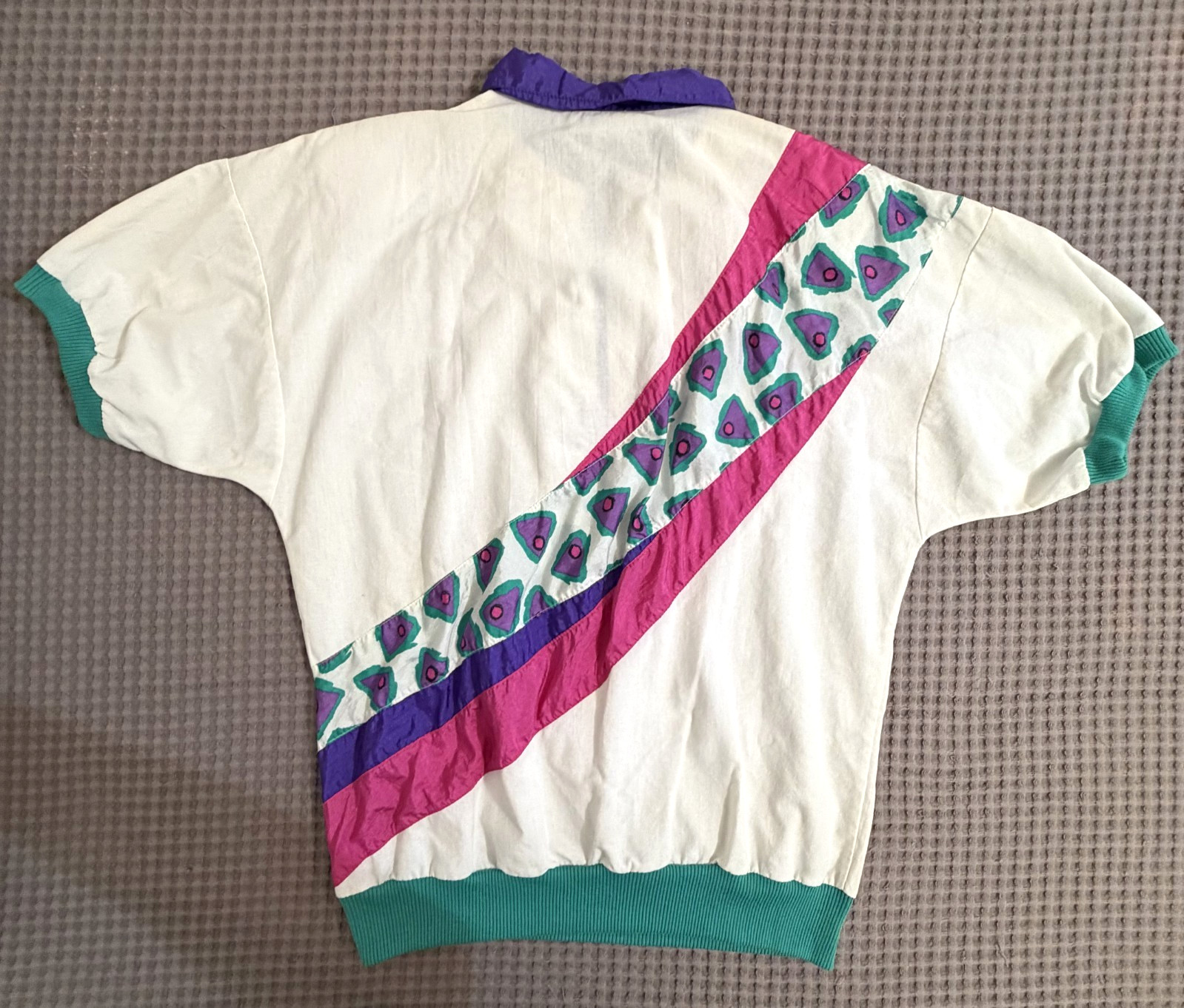 VTG 80s 90s Casual Isle Half Zip Colorblock Pullover Shirt Top Women’s M Retro