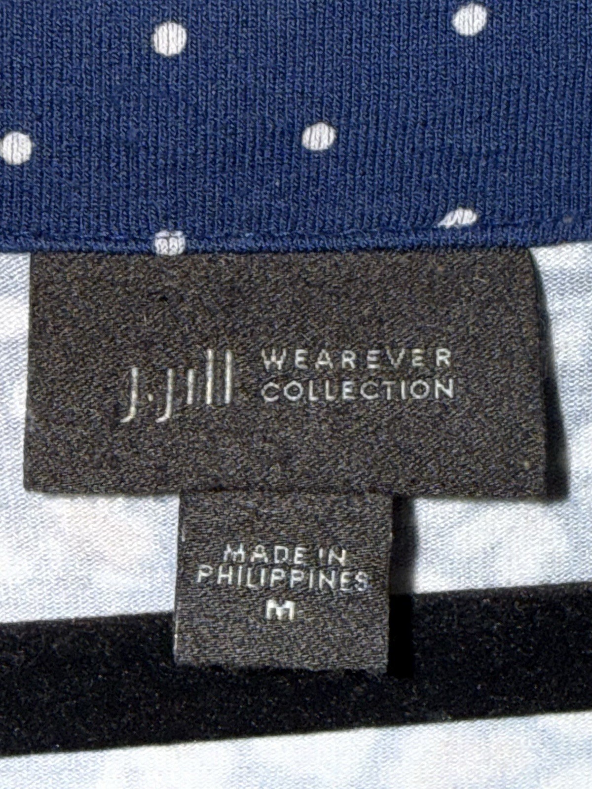 J Jill Wearever Medium Dark Blue Floral Blouse 3/4 Sleeve Shirt Cottagecore