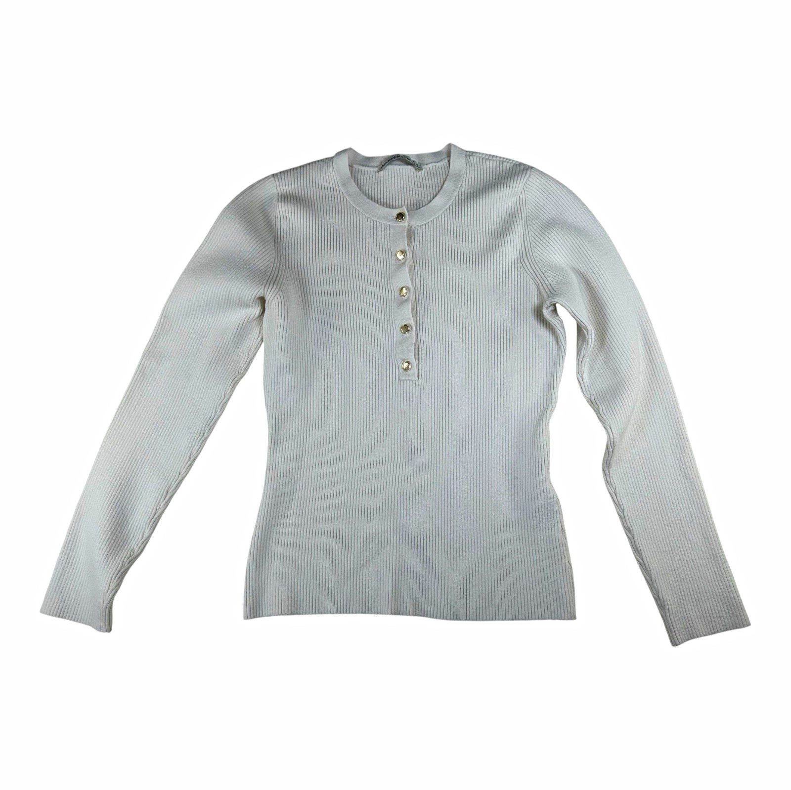 Abercrombie & Fitch Womens M Ivory Henley Sweater Quiet Luxury Preppy Minimalist
