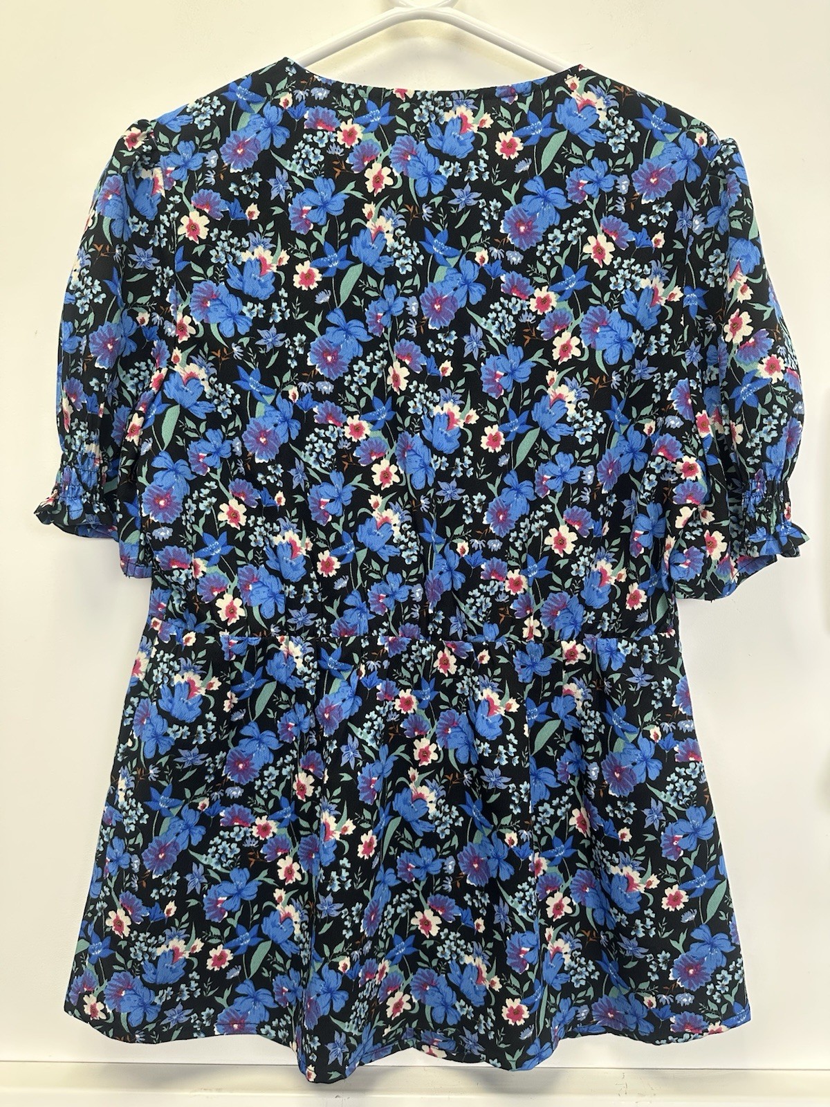 Joe Browns Floral Black Blue Button Up Blouse Size 12