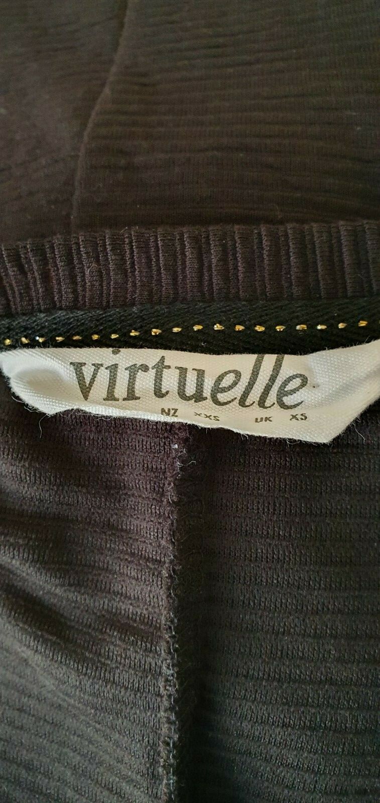 VIRTUELLE Top Womens Black Ribbed Stretch Knit Size XXS