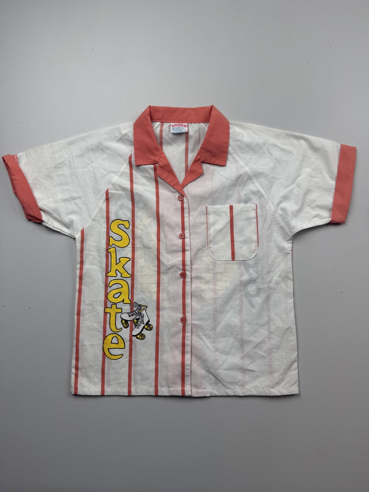 Vintage Parissimo Shirt Womens 12 White Roller Skate Sportif 1999 Button Up VTG