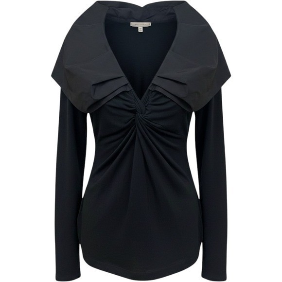 Cabi Black Portrait Collar Twist Front Long Sleeve Top Fall 2010 Archive 143 M