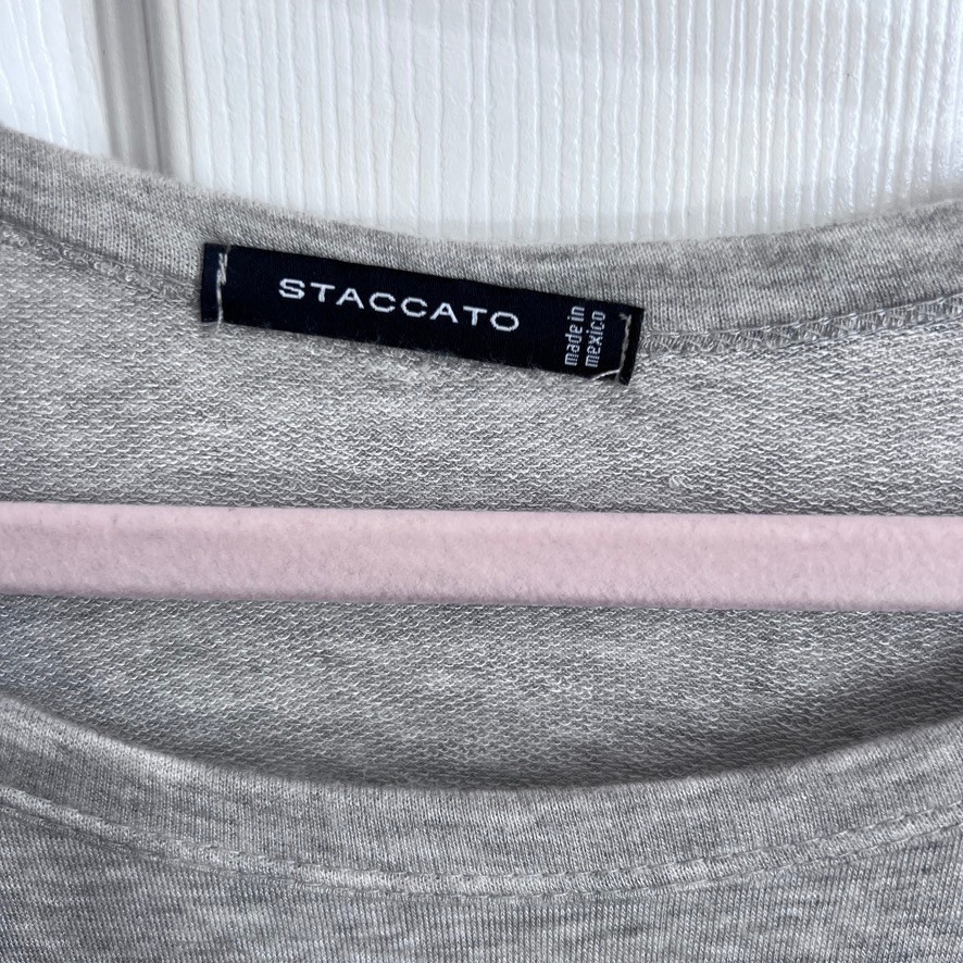 STACCATO Womens Gray Raglan Sleeve Striped Pocket Long Sleeve Top Size M