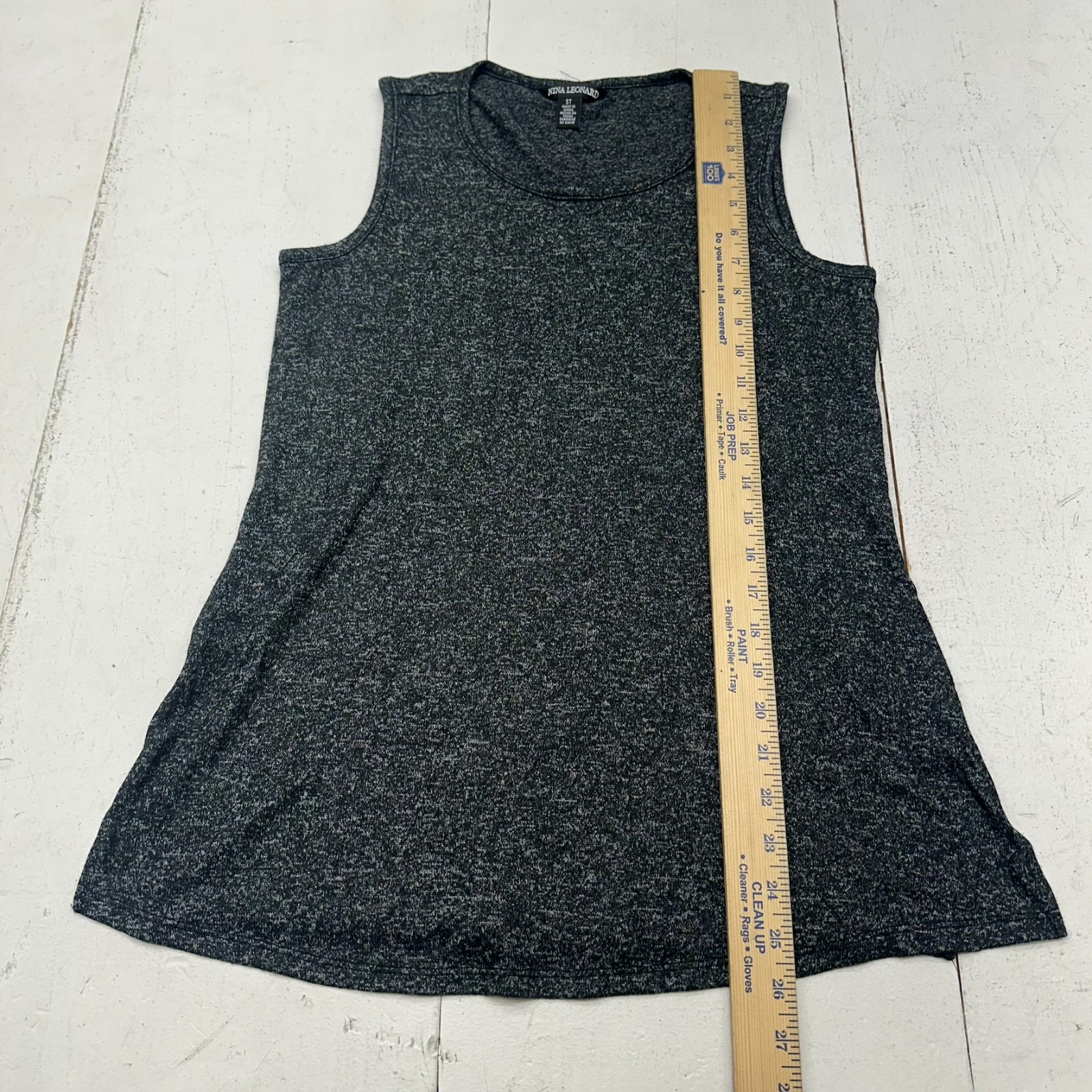 Nina Leonard Dark Heather Grey Sleeveless Racerback Knit Tank Top Women’s S Tall