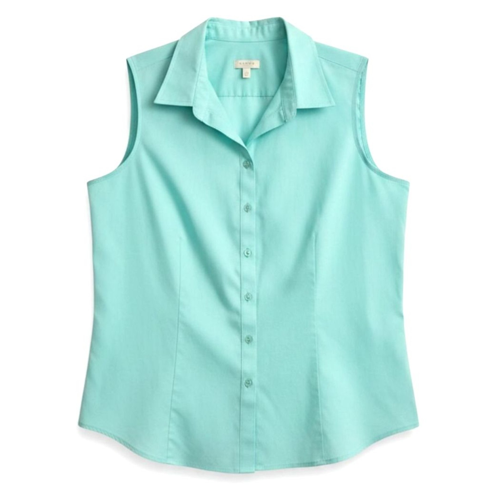 Talbots Women’s M Light Blue Sleeveless Button Up Shirt Wrinkle Resistant Cotton