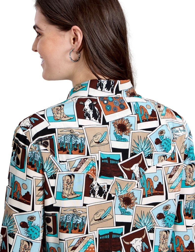 Roper Western Shirt Womens L/S Photo Collage Multi 03-050-0590-0184 MU
