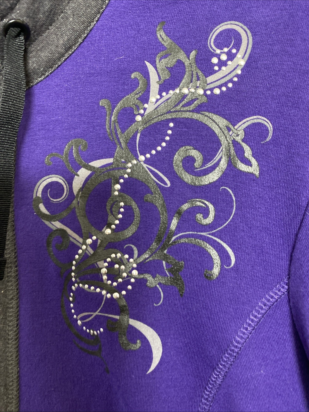 Weekends by Chico’s Woman’s L Purple Embellished Long Sleeve Full Zip Jacket/Top