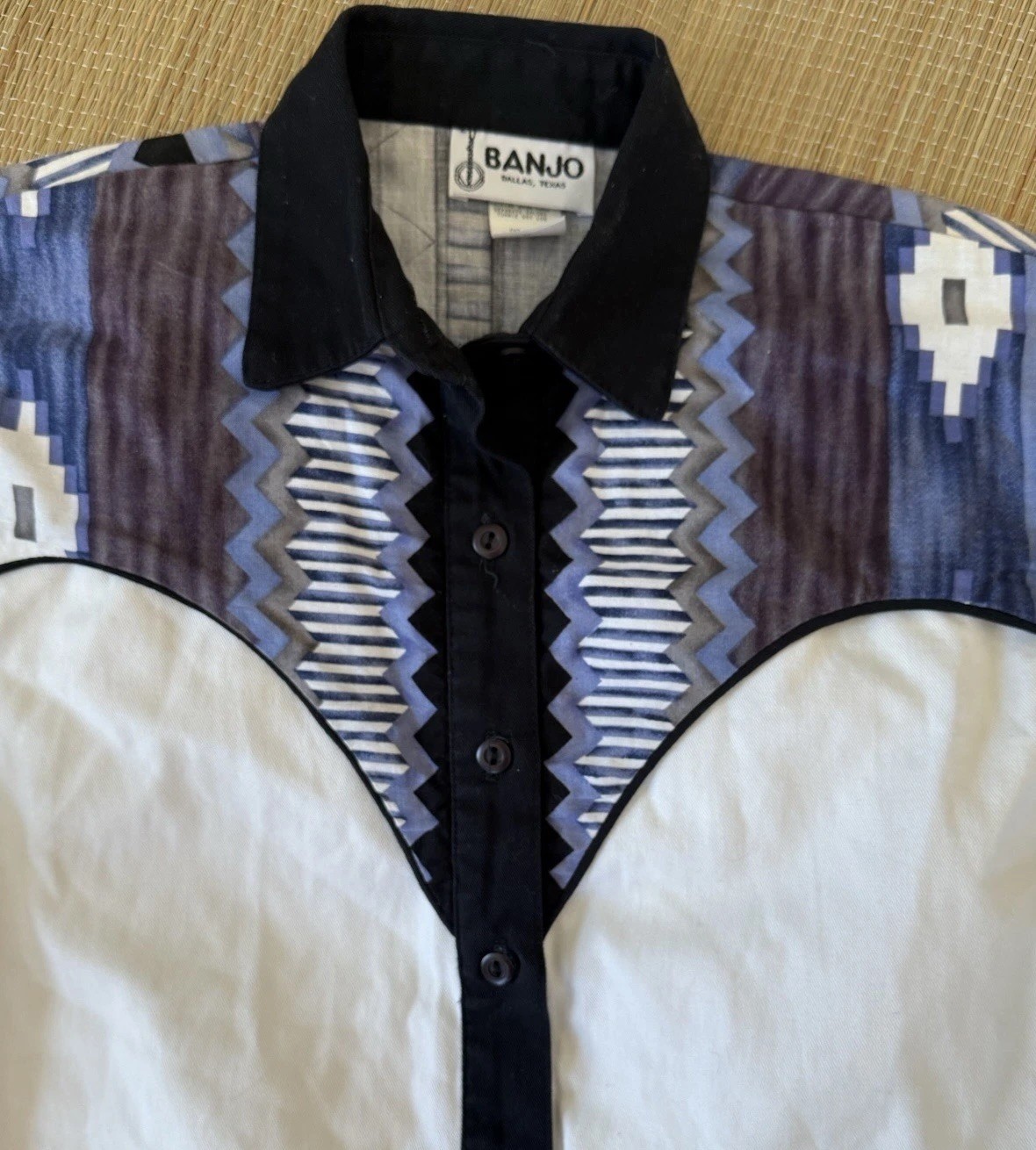 Vtg Banjo Top Cotton Western Long Sleeve Shirt Rodeo Sz Small