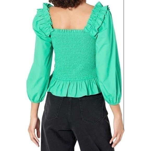 The Drop Women’s Marisol Long-Sleeve Ruffle Smocked Cotton Top Sz medium