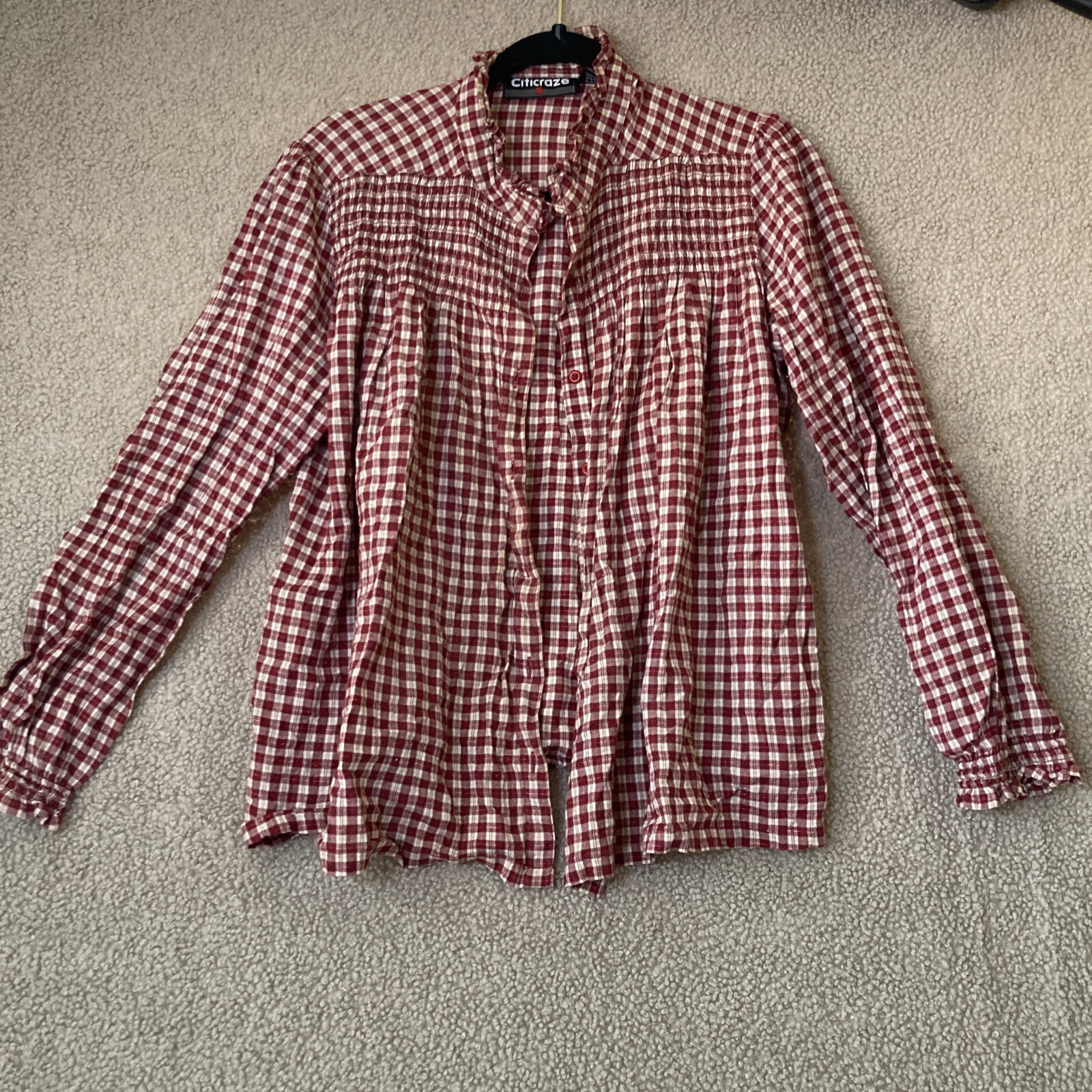 Citicraze Womens Longsleeve Buttonfront Plaid Shirt Size Medium